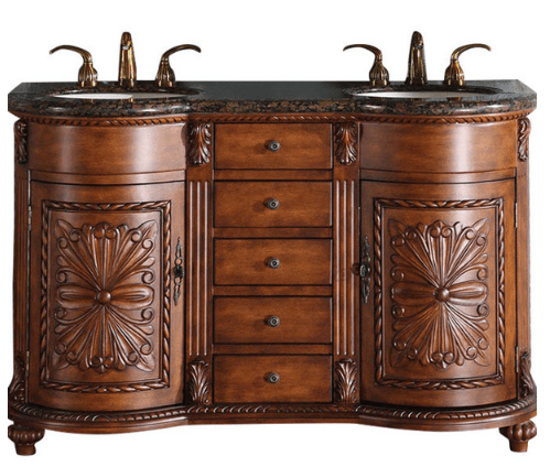 Silkroad 54" Traditional Double Sink Bathroom Vanity Vanity Silkroad Exclusive 