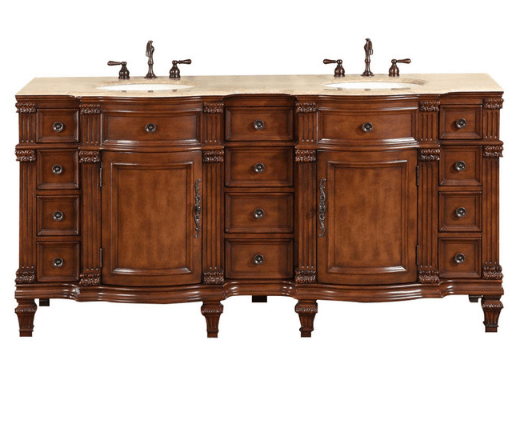 Silkroad 72" Traditional Double Sink Bathroom Vanity Vanity Silkroad Exclusive 