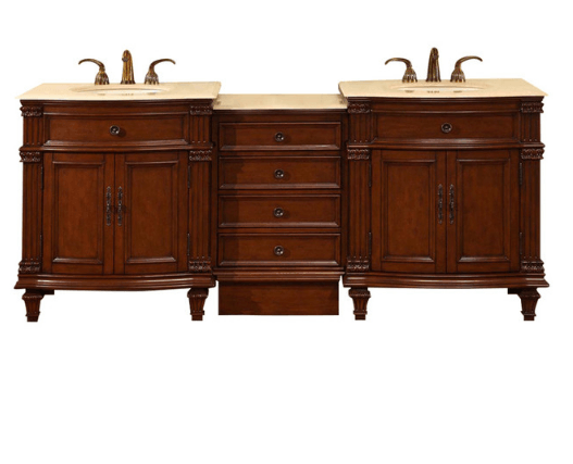 Silkroad 80" Traditional Double Sink Bathroom Vanity Vanity Silkroad Exclusive 
