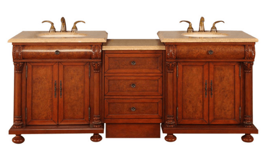 Silkroad 82.5" Transitional Double Sink Bathroom Vanity Vanity Silkroad Exclusive 