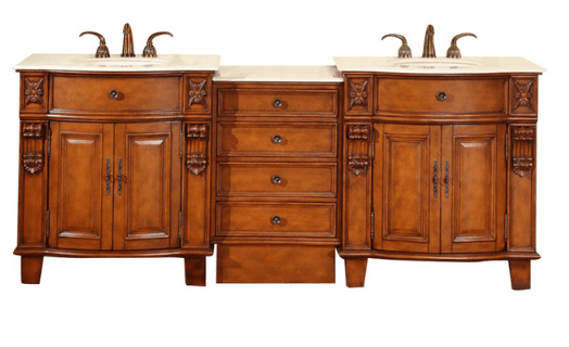 Silkroad 84" Traditional Double Sink Bathroom Vanity Vanity Silkroad Exclusive 