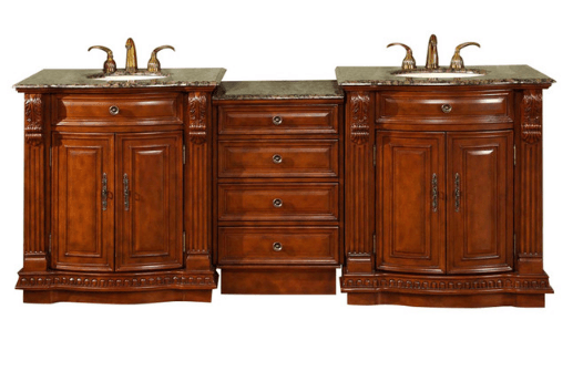 Silkroad 84.5" Traditional Double Sink Bathroom Vanity Vanity Silkroad Exclusive 