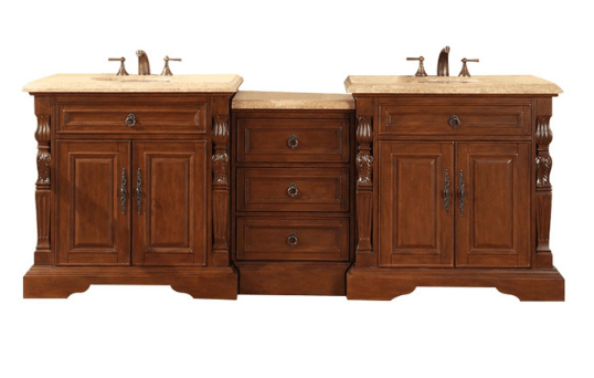 Silkroad 90" Traditional Double Sink Bathroom Vanity Vanity Silkroad Exclusive 