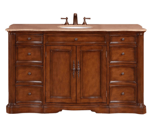 Silkroad 60" Transitional Single Sink Bathroom Vanity Vanity Silkroad Exclusive 