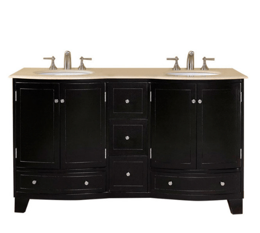 Silkroad 60" Transitional Double Sink Bathroom Vanity Vanity Silkroad Exclusive 