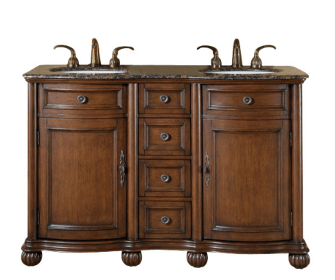 Silkroad 52" Traditional Double Sink Bathroom Vanity Vanity Silkroad Exclusive 