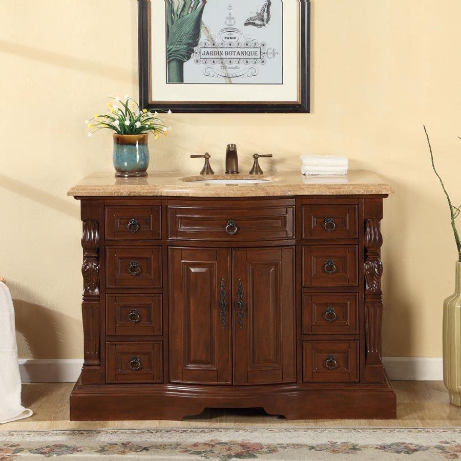 Silkroad 48" Traditional Single Sink Bathroom Vanity Vanity Silkroad Exclusive 