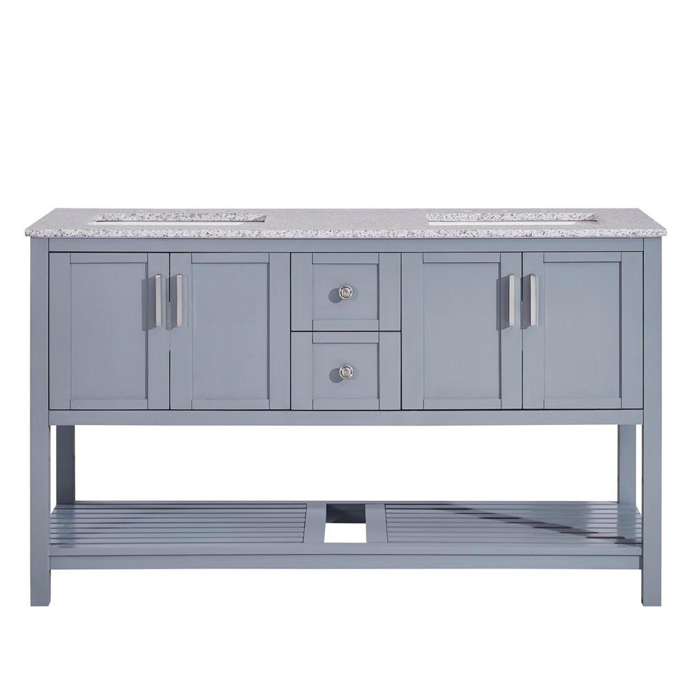 Silkroad 60" Double Sink Gray Cabinet Vanity Silkroad Exclusive 