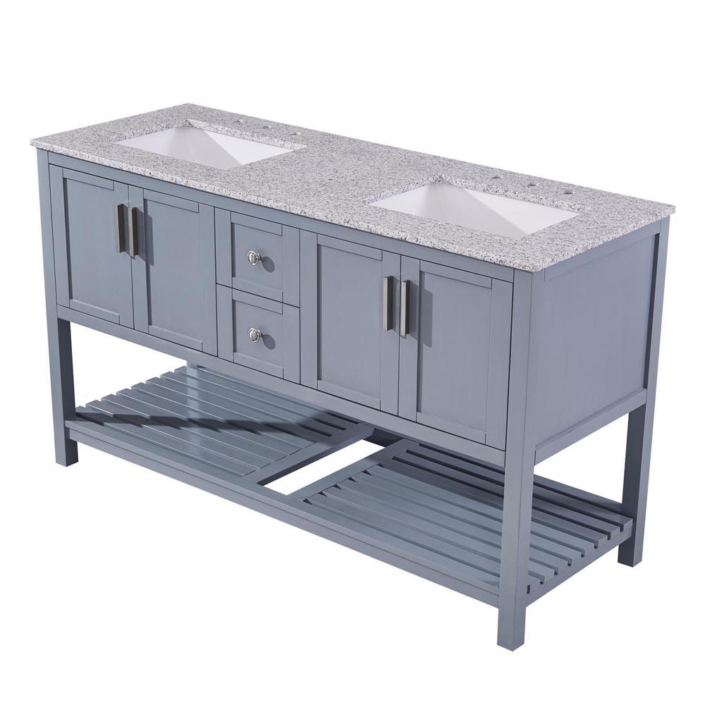 Silkroad 60" Double Sink Gray Cabinet Vanity Silkroad Exclusive 