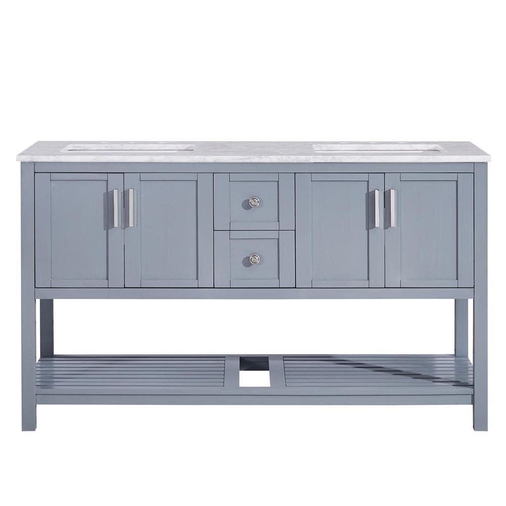 Silkroad 60" Double Sink Gray Cabinet Vanity Silkroad Exclusive 