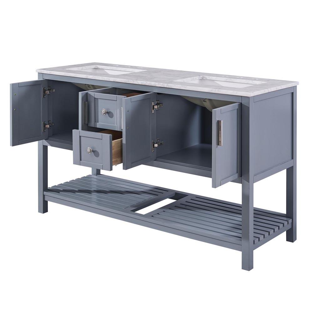 Silkroad 60" Double Sink Gray Cabinet Vanity Silkroad Exclusive 