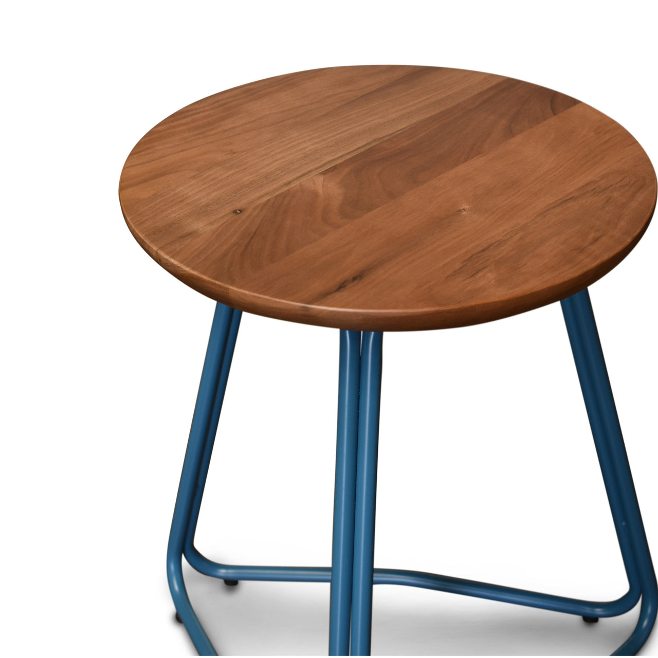 Vincent Side Table, Natural Walnut On Blue Base Side Table Gingko 