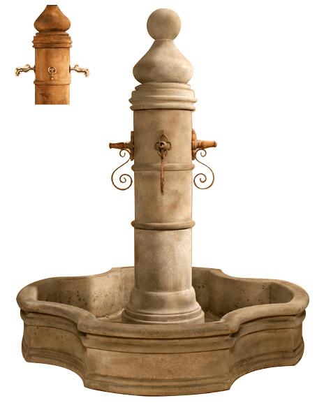 Ventoux Pond Outdoor Cast Stone Garden Fountain W/ 70" Monaco Pond Fountain Tuscan 