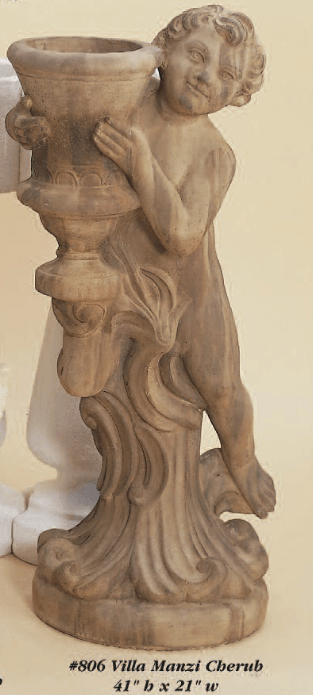 Villa Manzi Cherub Cast Stone Outdoor Garden Planter Planter Tuscan 