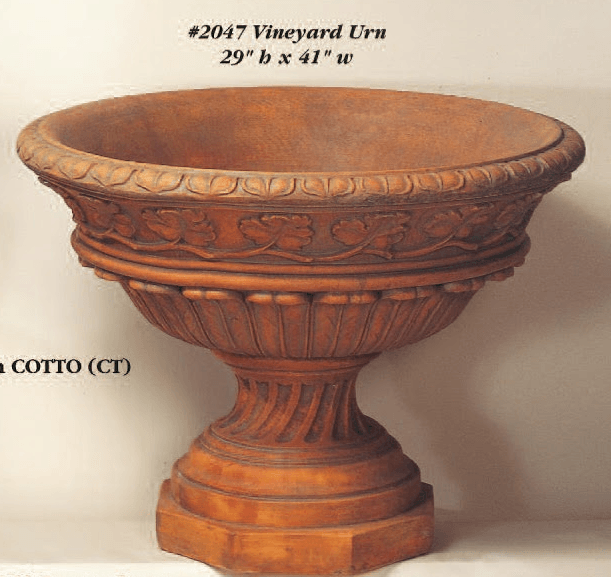 Vineyard Urn Cast Stone Outdoor Garden Planter Planter Tuscan 