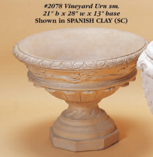 Vineyard Urn Small Cast Stone Outdoor Garden Planter Planter Tuscan 