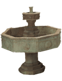 Thumbnail for Volterra Two Tier Cast Stone Outdoor Garden Fountains With Spout Fountain Tuscan 