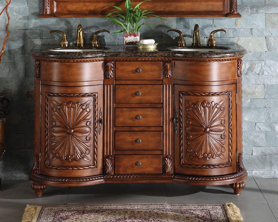 Silkroad 54" Traditional Double Sink Bathroom Vanity Vanity Silkroad Exclusive 