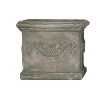 Thumbnail for Square Garland Pot Cast Stone Outdoor Planter Tuscan Natural (N) Extra Large 
