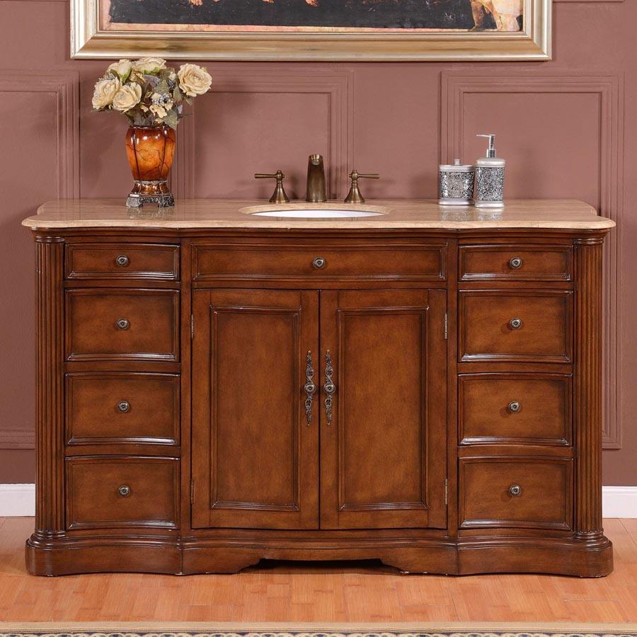 Silkroad 60" Transitional Single Sink Bathroom Vanity Vanity Silkroad Exclusive 