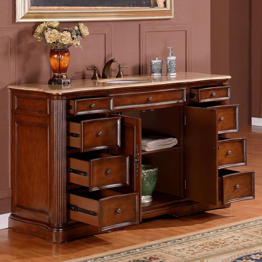 Silkroad 60" Transitional Single Sink Bathroom Vanity Vanity Silkroad Exclusive 