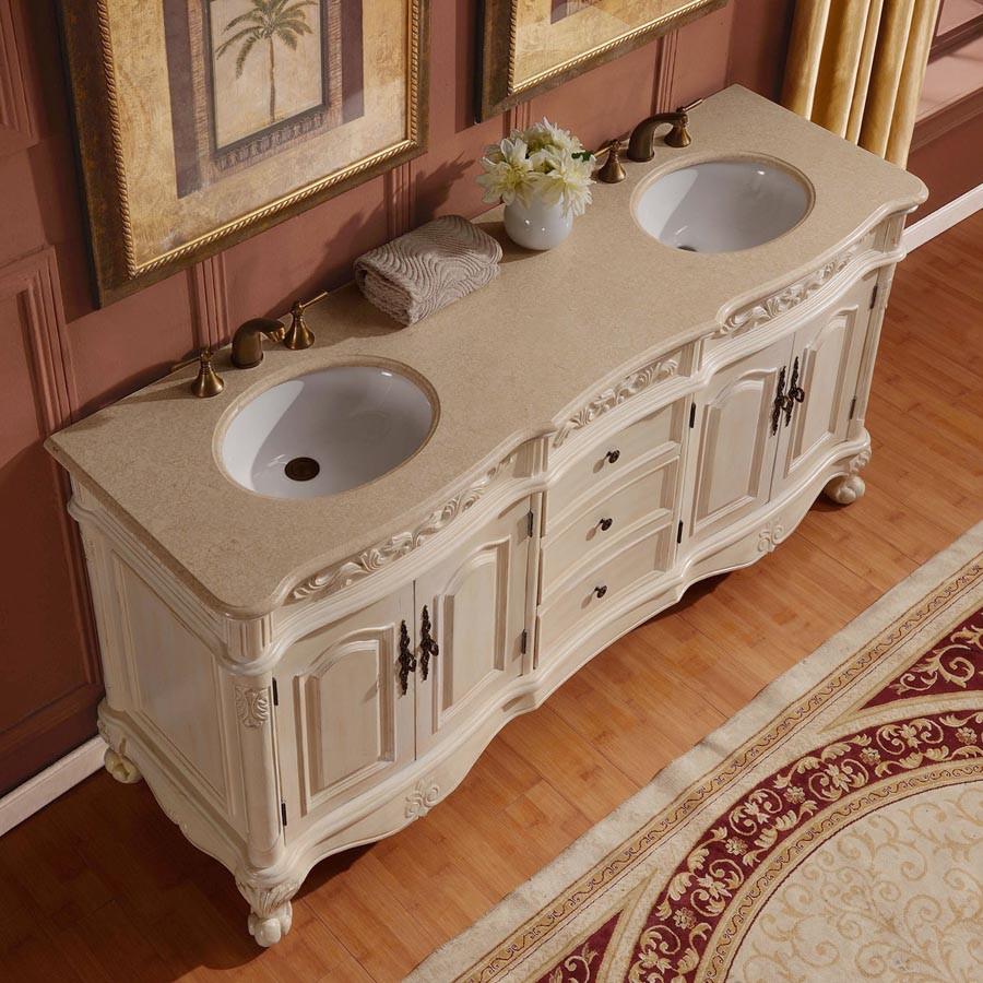 Silkroad 72" Traditional Double Sink Bathroom Vanity Vanity Silkroad Exclusive 