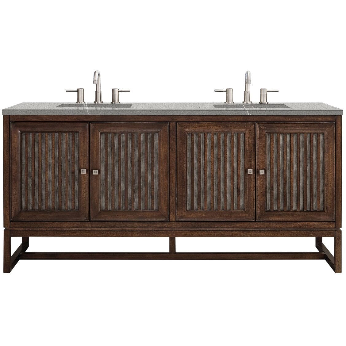 James Martin Athens 72" Double Vanity Vanity James Martin Mid Century Acacia w/ 3 CM Eternal Serena Top 
