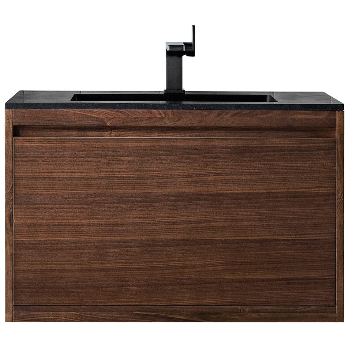 James Martin Milan 35.4" Single Vanity Vanity James Martin Mid Century Walnut w/Charcoal Black Composite Top 