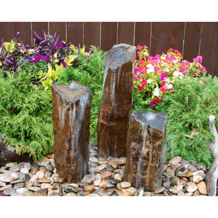 Real Stone Fountains Fountain Kit – Triple Basalt Fountain Blue Thumb 