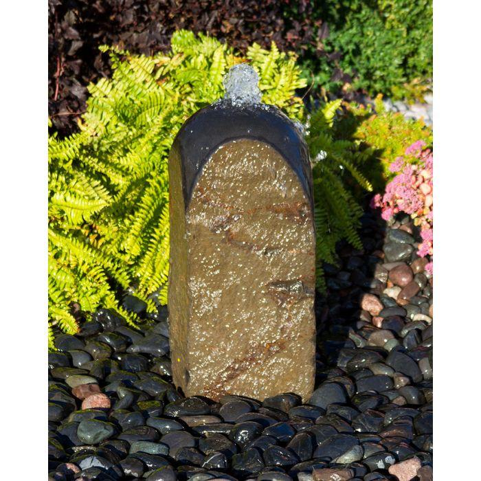 Real Stone Fountains ABBC905 Basalt Fountain Kit - Polished Bullet Fountain Blue Thumb 