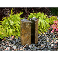 Thumbnail for Real Stone Fountains ABBC910 Basalt Fountain Kit - 24″ Double Split Polished 2 Piece Fountain Blue Thumb 
