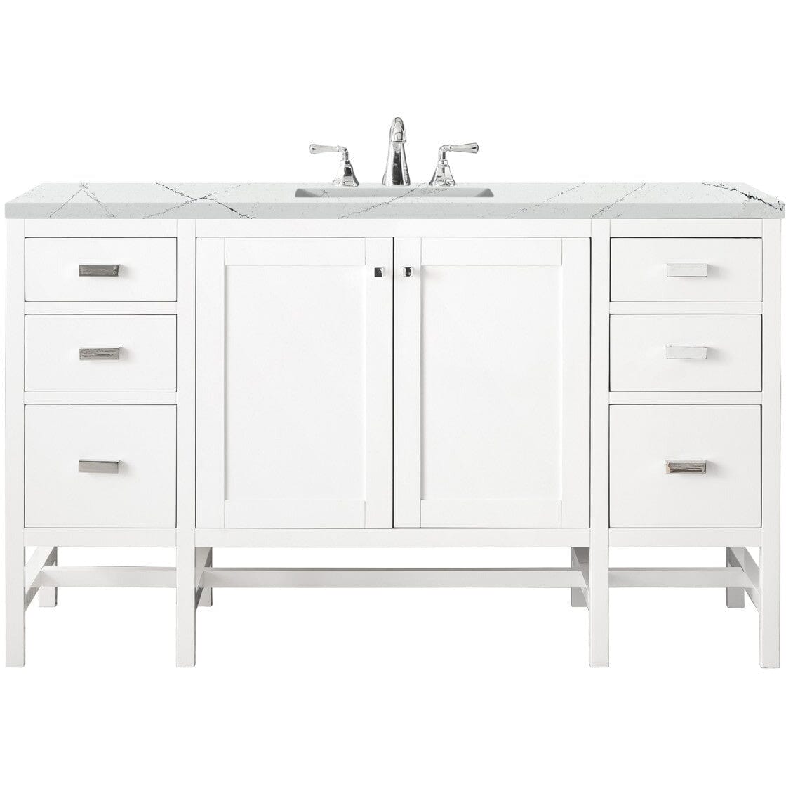 James Martin Addison 60" Single Vanity Vanity James Martin Glossy White w/ 3 CM Ethereal Noctis Top 
