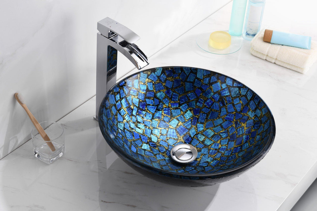 ANZZI Mosaic Series LS-AZ198 Vessel Sink - Glass Bathroom Sink ANZZI 