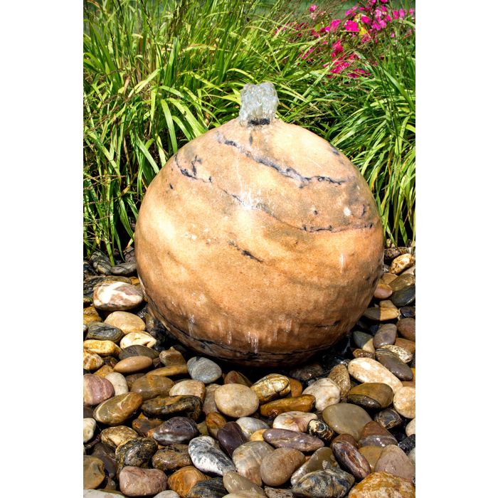 Real Stone Fountains ABART4416 16″ Yellow Onyx Sphere Fountain Fountain Blue Thumb 