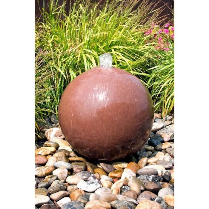 Real Stone Fountains ABART4316 16″ Red Sandstone Sphere Fountain Fountain Blue Thumb 