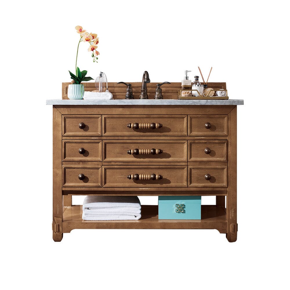 James Martin Malibu 48" Single Vanity Vanity James Martin Honey Alder w/ 3 CM Arctic Fall Solid Surface Top 