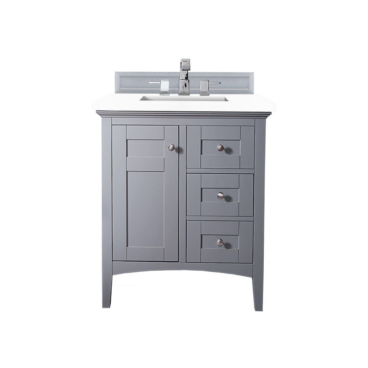 James Martin Palisades 30" Single Vanity Vanity James Martin Silver Gray w/ 3 CM Classic White Quartz Top 