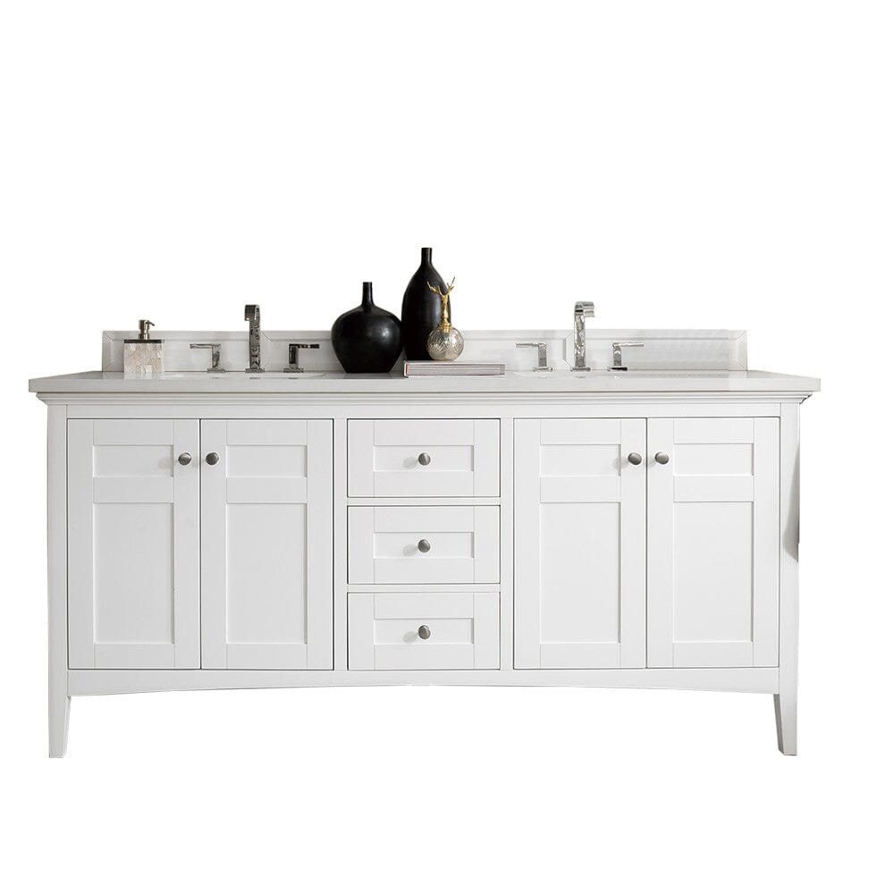 James Martin Palisades 72" Double Vanity Vanity James Martin Bright White w/ 3 CM Classic White Quartz Top 