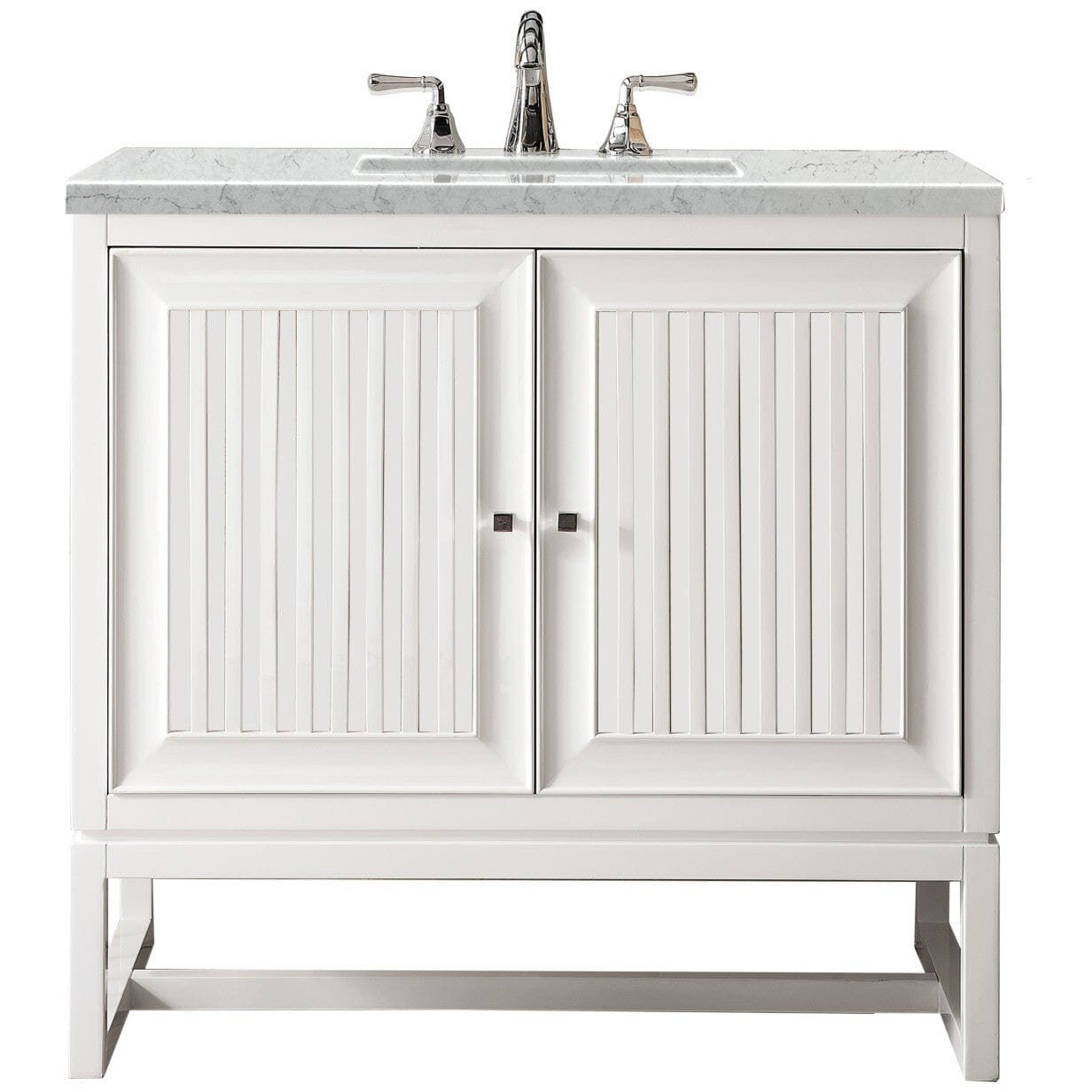 James Martin Athens 36" Single Vanity Vanity James Martin Glossy White w/ 3 CM Eternal Jasmine Pearl Quartz Top 