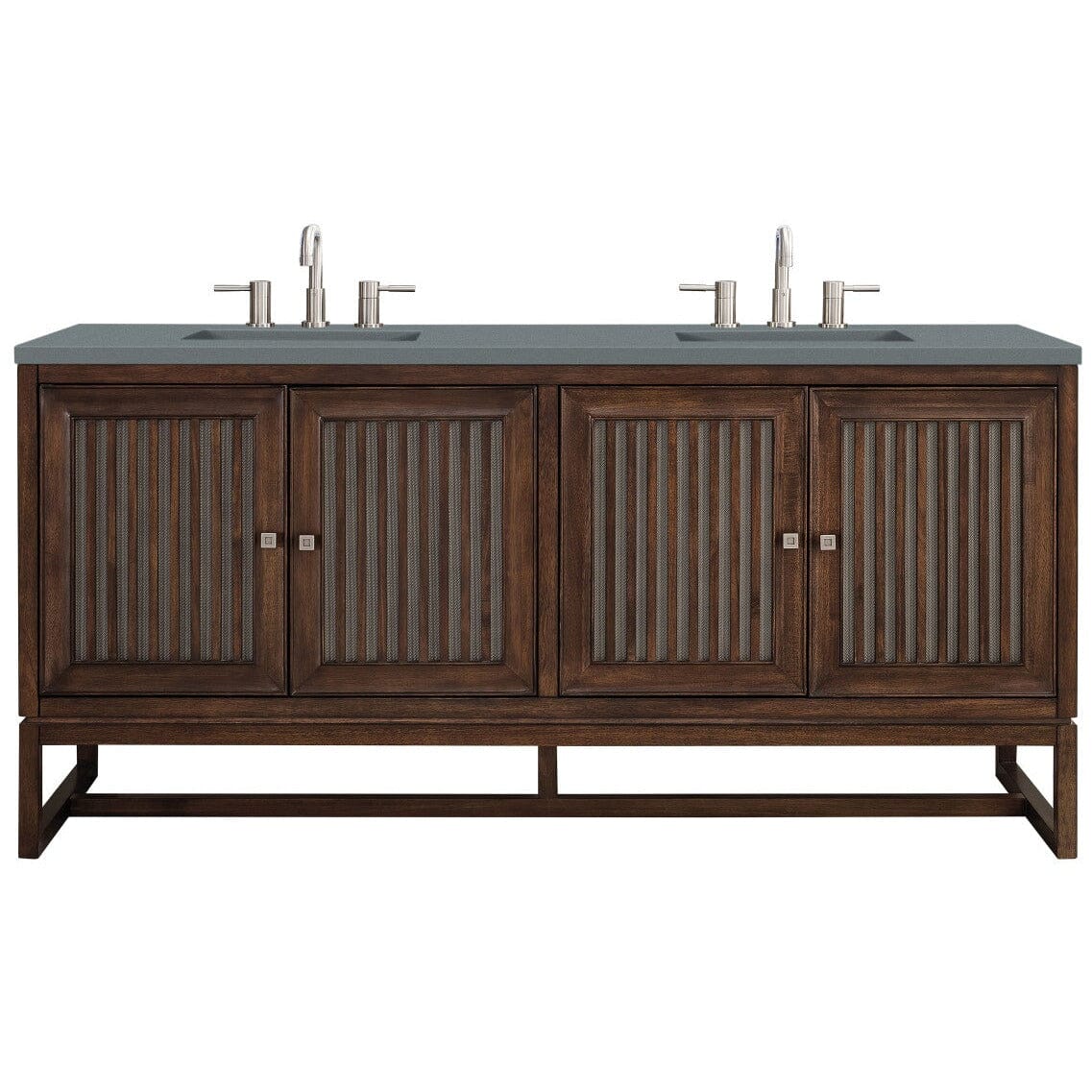 James Martin Athens 72" Double Vanity Vanity James Martin Mid Century Acacia w/ 3 CM Cala Blue Top 