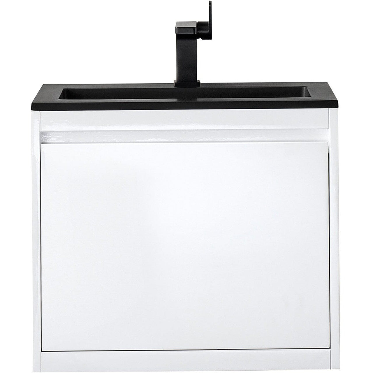 James Martin Milan 23.6" Single Vanity Vanity James Martin Glossy White w/Charcoal Black Composite Top 