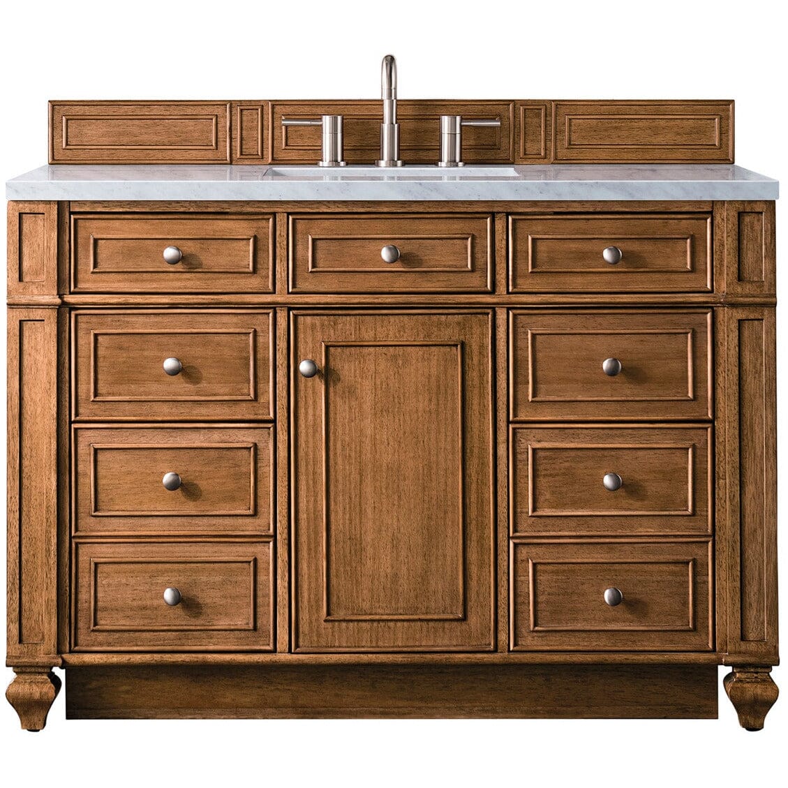 James Martin Bristol 48" Single Vanity Vanity James Martin Saddle Brown w/ 3 CM Carrara Marble Top 