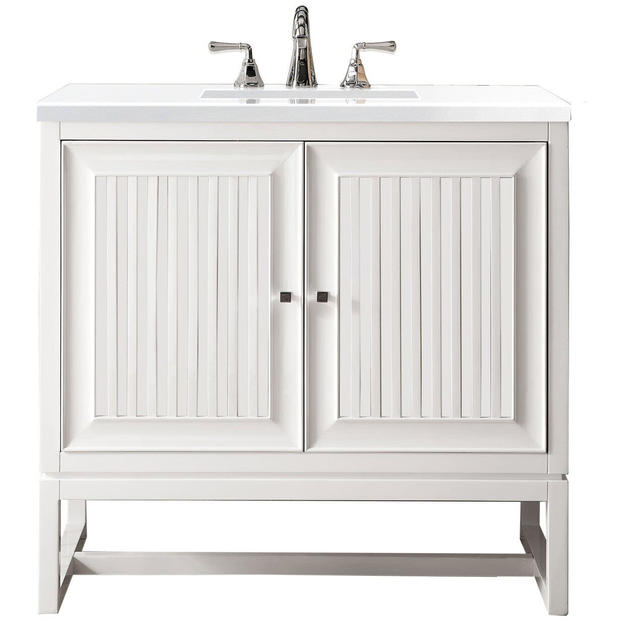 James Martin Athens 36" Single Vanity Vanity James Martin Glossy White w/ 3 CM Classic White Quartz Top 