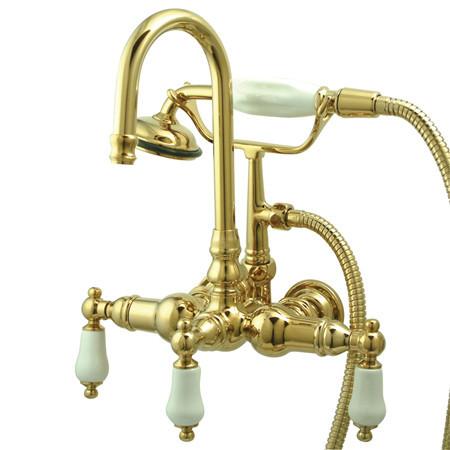 Kingston Brass Vintage 3-3/8" Wall Mount Clawfoot Tub Filler with Hand Shower Clawfoot Tub Filler Kingston Brass 