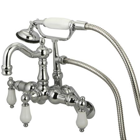 Kingston Brass Vintage 3-3/8"-9" Adjustable Center Wall Mount Clawfoot Tub with Hand Shower Clawfoot Tub Filler Kingston Brass 