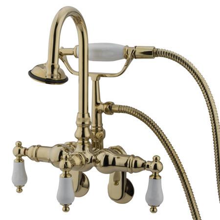 Kingston Brass Vintage 3-3/8"-9" Adjustable Center Wall Mount Clawfoot Tub with Hand Shower Clawfoot Tub Filler Kingston Brass 