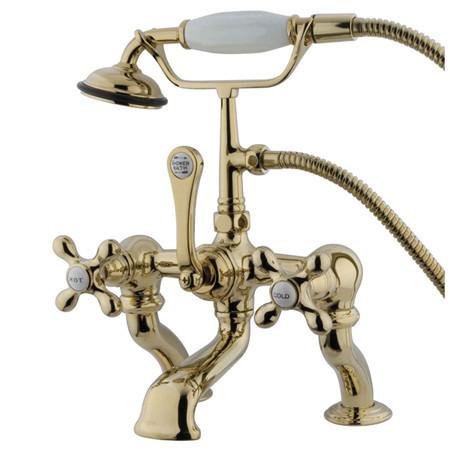 Kingston Brass Vintage Adjustable 3-3/8"-10" Center Deck Mount Clawfoot Tub with Hand Shower Clawfoot Tub Filler Kingston Brass 