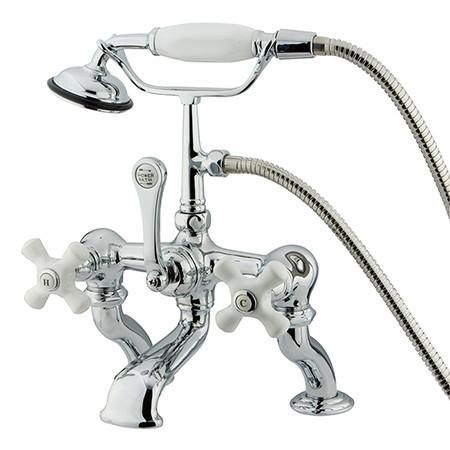 Kingston Brass Vintage Adjustable 3-3/8"-10" Center Deck Mount Clawfoot Tub with Hand Shower Clawfoot Tub Filler Kingston Brass 