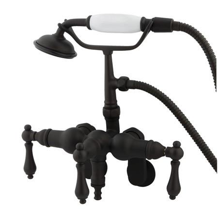 Kingston Brass Vintage Adjustable 3-3/8"-10" Center Wall Mount Clawfoot Tub with Hand Shower Clawfoot Tub Filler Kingston Brass 