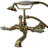 Thumbnail for Kingston Brass Vintage Wall Mount Clawfoot Tub Filler with Hand Shower Clawfoot Tub Filler Kingston Brass 